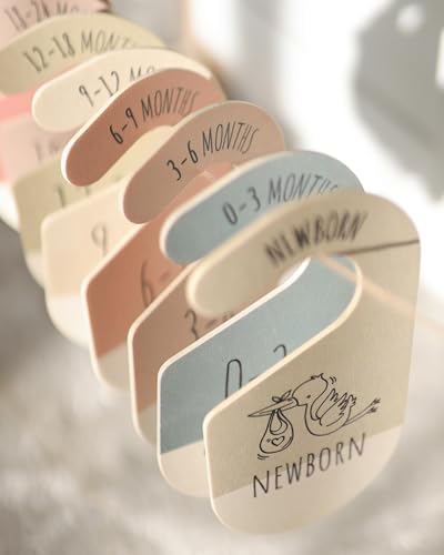 Baby Clothes Dividers For Closet - Wooden Baby Clothes Organizer Dividers for Boy & Girl, 8 Baby Closet Dividers by Size - Ideal Clothing Organizers - color: Earth Tone