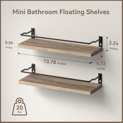 RICHER HOUSE Bathroom Shelves, Guard-Rail Floating Shelves for Wall, Wall Mounted Shelves Set of 2, Cute Bathroom Organizer Decor, Over Toilet Storage Small Shelf for Kitchen - Carbonized Black - color: Carbonized Black
