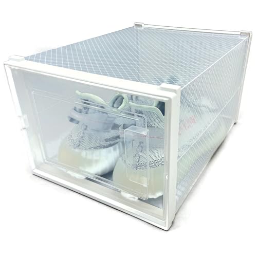 OnDisplay Clik Stackable Interlocking Shoe Box System (Medium Clear/White, Single Box) - color: Medium Clear/White, size: Single