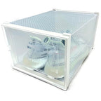 OnDisplay Clik Stackable Interlocking Shoe Box System (Medium Clear/White, Single Box) - color: Medium Clear/White, size: Single