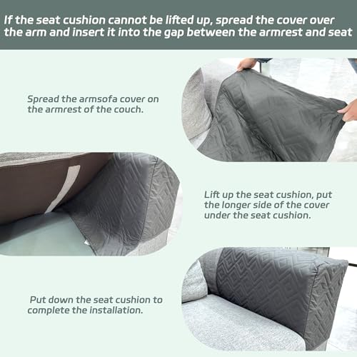MEHIDFY Sofa Arm Cover, Waterproof Couch Armrest Protector, Anti-Slip Sofa Cover, Remote Holder for Armchair, Recliner Caddy with 3 Pockets for TV Remote, Phone, Pad, Pen, Book(Grey 2pcs) - color: Grey