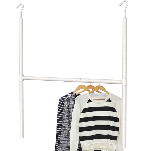 Simple Houseware Adjustable Closet Hanging Rod, White - color: White, size: 1 Pack