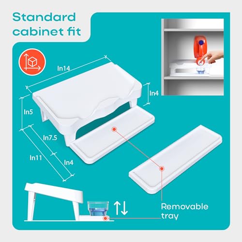 Skywin TidyFriend Detergent Holder Shelf for Laundry Room - Holds 2 Liquid Soap Dispenser, Laundry Soap Station Organizer, Detergent Stand with Drip Catcher Drip Tray Storage Organization (White) - color: White Shelf