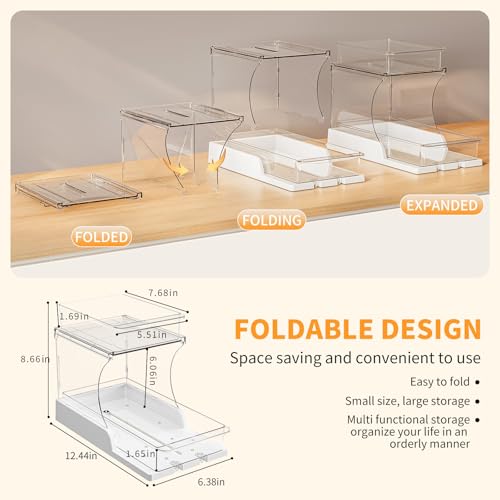 Jsyrjing Pull Out 2 Tier Under Sink Organizer Clear Cabinet Organizer for Kitchen Bathroom Storage Rotating Pantry Rack for Spice Organization and Makeup Organizer for Drawer Durable Design 2 Pack - size: 2 Pack