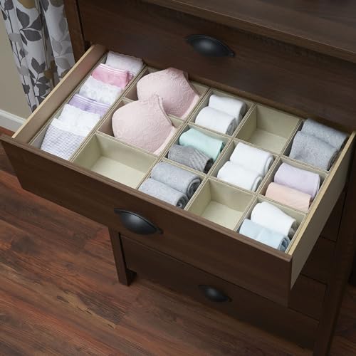 Household Essentials Brown 723-1 Deep 9 Section Drawer Organizer Box for Storage | 12 in x 12 in 3.13 - color: Latte