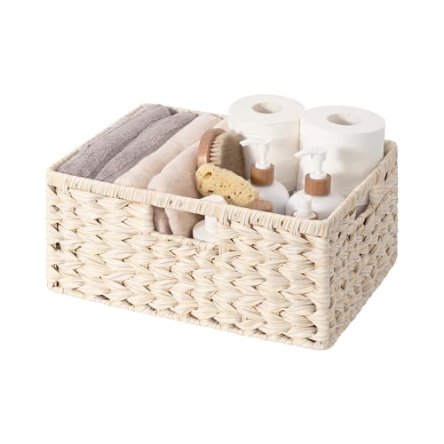 GRANNY SAYS Wicker Storage Baskets for Shelves, Waterproof Wicker Baskets for Organizing, Woven Basket for Shelves, Decorative Basket for Entryway, Butter Milk - color: Butter Milk, size: 15"L x 11"W x 6¾"H