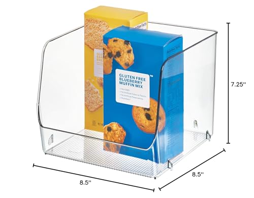 InterDesign iDesign Linus Stacking Organizer Bins for Kitchen, Pantry, Office, Bathroom, Extra Large-Clear (Pack of 4) - size: Large (Pack of 4)