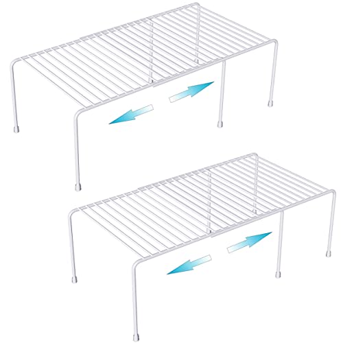 Expandable Cabinet Storage Organizer Shelf, Freezer Shelf Kitchen Cabinet Pantry Spice Rack for Plate Cup Organizer with Scratch Resistant Feet, 2 Sets - color: expandable, size: 2 Sets