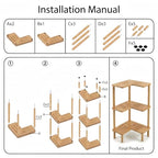 Bamboo Corner Shower Caddy Stand 3-Tier, Standing Shower Organizer with Anti-Slip Feet, Waterproof & Durable Bathroom Shower Shelf, Space-Saving Design Storage for Kitchen or Living Room