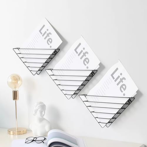 CROISSANT Wall Mounted File Organizer,Metal Magazine Basket, Wall Mounted Magazine Rack, Suitable for Hanging File Folders for Office Living Room(Black, 1 Pack) - color: Black, size: 1 Pack