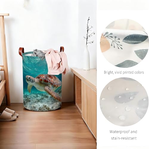 Funky Laundry Basket Sea Turtle Beach Theme Hamper Collapsible Laundry Baskets Oxford Cloth Nautical Laundry Hamper for Boys Room Summer Decor (15.75x15.75x19.7") - color: Colorful598