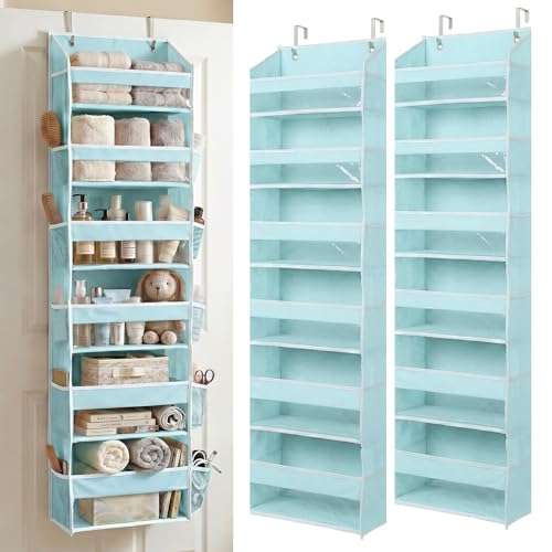 HOMELUX THEORY UPGRADED 6 Tiers Over The Door Organizer Hanging - 100D EXTRA THICK & 50lbs HUGE CAPACITY, 12 Side Mesh Pockets Over The Door Shoe Organizer, Hanging Closet Organizer (Baby Blue, 2pc) - color: 5. Baby Blue, size: Standard 2 sets