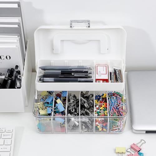 Large Cable Organizer Box with Lid, Plastic Cord Storage Case with Handle and Wire Ties for Home Office, Phone Charger, Art Crafts, Stationery - size: 1 Pack