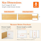Lifewit 5" High 8 Pack Bamboo Drawer Dividers 33-42cm/13-16.5" Adjustable Wooden Drawer Organizer for Clothes/Utensils, Expandable Drawer Separator for Dresser/Kitchen/Bedroom/Office Organization - size: 5"H, 13-16.5"L