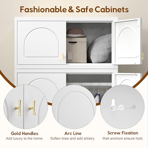 UNICOLY 15" Wall Mounted Storage Cabinet, Small Armoire Wardrobe Closet, Small Hanging Cabinet for Bedroom School, Employee, Gym, Armarios De Ropa para Dormitorio, Assembly Required, White - color: White, size: 15.74 Inch arched-J with 0 Drawers
