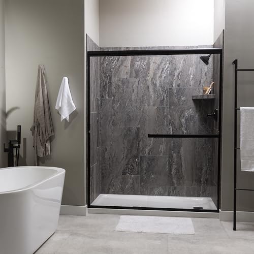 Palisade Vinyl Waterproof Corner Shower Shelf in Spanish Marble - color: Spanish Marble
