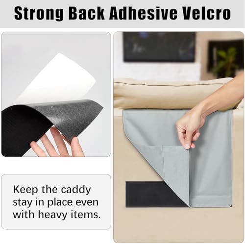 WOMACO Sofa Armrest Remote Magazine Holder, Non-Slip Armchair Recliner Caddy, Couch Arms TV Remote Control Organizer for Tablet, Phone, iPad, Laptop (Light Gray, 16" x 35") - color: Light Gray, size: 16" x 35"