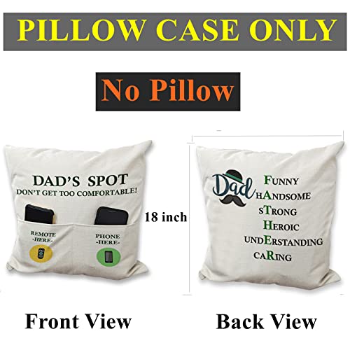 ZUYUROU Dad Gifts, 2-Pocket Dad's Spot Throw Pillow Covers 18 x 18 Inch + Engraved Bottle Opener, Dad Gifts from Daughter Son，Birthday Christmas Thanksgiving Day Gifts for Papa Stepdad - color: Dad