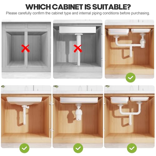 1 Pack-19"-32"W Expandable Under Sink Organizer With Upgrade Ball-Bearing Slide,2-Tier Pull Out Under Cabinet Organizer Height Adjustable,Not Suitable For Cabinets With Partitions In The Middle - color: White, size: 1 Pack-19"-32"W