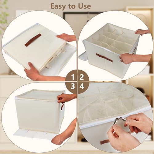 Vincona Shoe Organizer for Closet,2 Pack Shoe Storage Bins Foldable Shoe Storage Box Containers with Clear Cover and Sturdy Handles,Shoe Rack for Closet Storage for Sneakers Heels Slippers (Beige) - color: Beige, size: Large