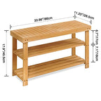 SMIBUY Bamboo Shoe Rack Bench, 3-Tier Shoe Organizer Storage Shelf for Entryway Hallway Bathroom Living Room (Natural) - color: Natural