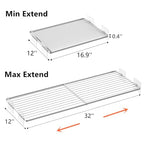 Slideep Adjustable Closet Storage Shelves with Seamless Sticker, Stainless Steel Expandable Wardrobe Shelves Organizer System for School Locker, Under Sink (Large, 2Pack) - size: 12"D x 16.9"W