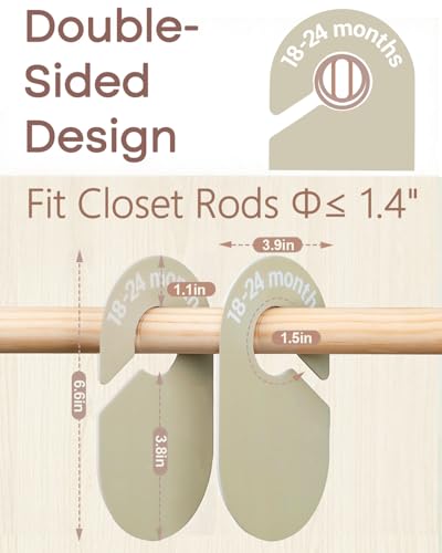 Baby Size Clothes Dividers for Closet: Nursery Age Hanger Organizer by Months for Boho Room Decor - Set of 8 Toddler Clothing Separators from Newborn to 2T Infant - style: Solid Color