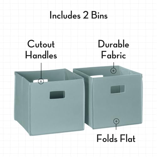 RiverRidge Kids 2pc Fabric Collapsible Storage Cube Organizers with Handles for Playroom Organization - Sea Green - color: 2 Sea Green Bins