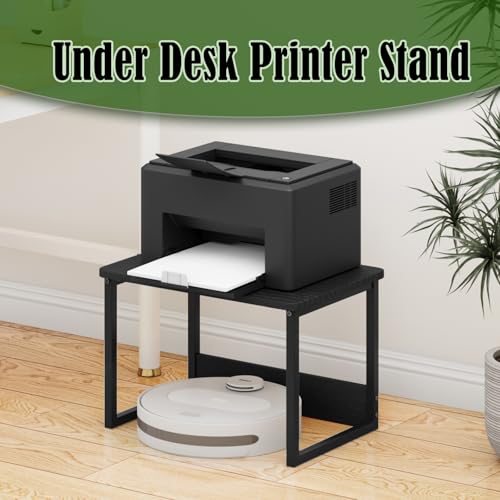 MARTY Printer Stand with Storage for Desk, Desktop Printer Stand Shelf Organzier for Home/Office Heavy Duty Printer Riser Under Desk Small Printer Table for Fax Machine Copier Scanner(Black) - color: Black, size: 2 Tier