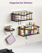 ODesign Shower Caddy 3 Pack-Shower Organizer Shelves Rack Rustproof SUS304 Stainless Steel for Bathroom Storage&Kitchen-No Drilling Adhesive Shower Caddy Shelf with 4 Hooks Suction Cup-Black - color: Black