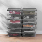 Clear Shoe Boxes Plastic Storage Bins with Latching Lid Rectangular Storage Boxes Durable See-Through Lidded Shoe Boxes for Art Supplies and Home (Grey) - color: Grey
