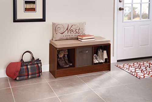 ClosetMaid 1309 3-Cube Storage Bench, Dark Cherry with Tan Cushion - color: Dark Cherry With Tan Cushion