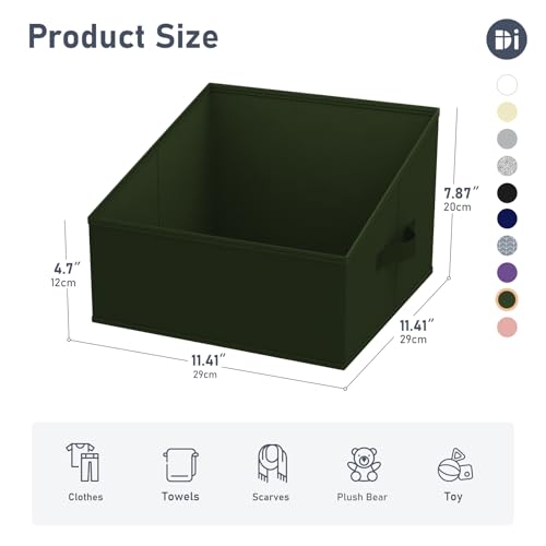 DIMJ Closet Storage Bins 6 Pack - Fabric Trapezoid Closet Organizer Bin, Foldable Storage Baskets for Shelves, Closet Shelf Organizer, Clothing Storage Box for Toys, Books, Towel, Clothes, Green - color: Green, size: 6 Bins 11.4"x11.4"x7.8"