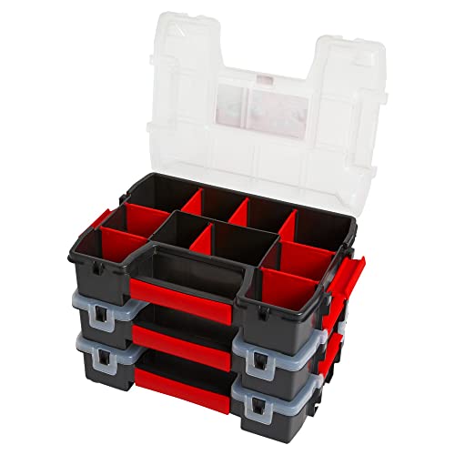 CRAFTSMAN Storage Organizer,Small Parts Organizer with 10-Compartments,Lid Includes Secure Latch (CMST60964M), (Pack of 6) - size: 6 Pack, style: Triple Pack
