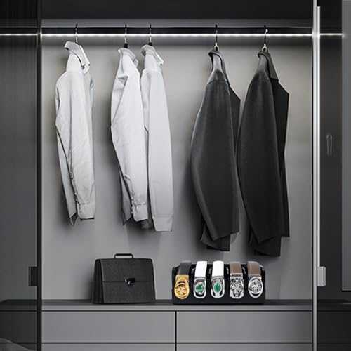 GTI Belt Organizer, 5 Compartments Belt Organizer for Closet and Drawer, Bamboo Display Case for Tie and Belt, Belt Storage Organizer for Men Women (Black) - color: Black, size: 5 Compartments