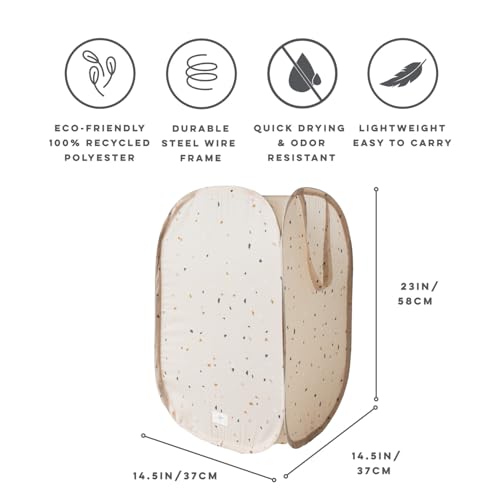 3 Sprouts Pop Up Hamper - Collapsible Laundry Basket, Popup & Foldable Design - Durable Waterproof Fabric for Dirty Clothes, Toys & Towels - Ideal for Dorm, Bedroom & Baby Nursery, Terrazzo Beige - color: Terrazzo Beige