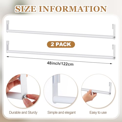 Threehoney 2 Pack Wire Shelving Garment Hanger Bar Wire Shelving Accessories Industrial Closet Clothes Rods for Home Retail Store(White,48 Inch) - color: White, size: 48 Inch