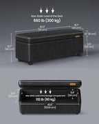 VASAGLE EKHO Collection - Storage Ottoman Bench, Entryway Bedroom Bench, 25 Gallons, Synthetic Leather with Stitching, Mid-Century Modern, Safety Hinges, Loads 660 lb, Ink Black ULOM075B01 - color: Ink Black, style: 25-Gallon Storage Bench