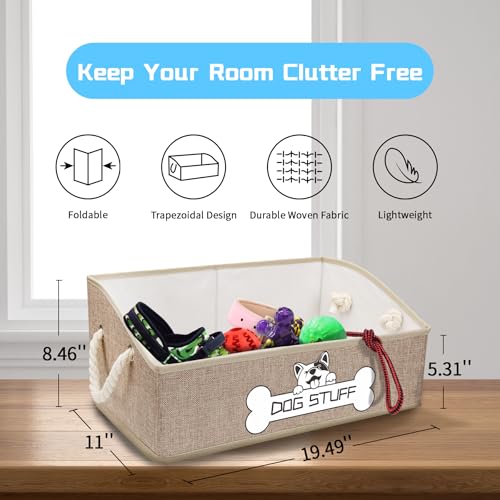 Collapsible Fabric Dog Toy Box and Storage Bin With Handle - Trapezoid Basket Chest Organizer for Pet Toys, Blankets and Accessories,Yellow - color: Yellow
