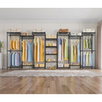 VIPEK V5 Medium Portable Closet Wardrobe Heavy Duty Clothes Rack, Freestanding Closet Metal Clothing Rack with 4 Hang Rods & 8 Shelves, Adjustable Custom Closet Rack, 56.7" Lx15.7 Wx76.4 H, Black - color: Black, size: V5 Medium
