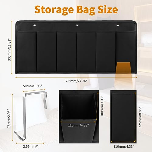 RVZONE RV Shoe Pockets 6 Large Pockets Heavy Hanging Bedside Storage Organizer with Sturdy Hooks for Shoes, Toys and Tools - color: Black, size: Cloth, 1pcs