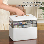 CTIME 3-Tier Medicine Organizer - Portable Medicine Cabinet with Leather Handle, Empty First Aid Kit for Home - size: Regular 3-Tier