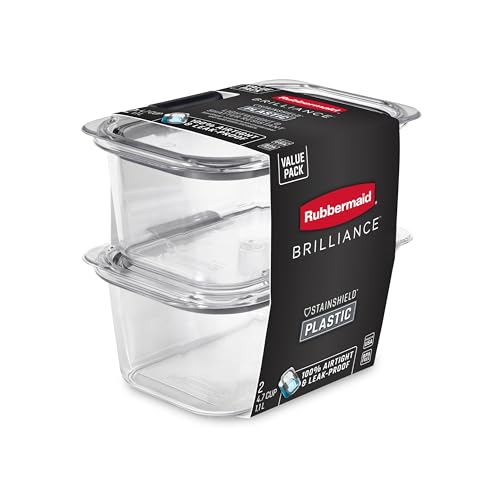 Rubbermaid Brilliance BPA-Free Food Storage Containers, Medium Deep, 4.7 Cup, Airtight & Leak-Proof, Microwave & Dishwasher Safe, 4 Count (Pack of 2) - size: 4.7 Cup