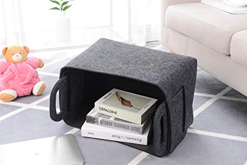 Storage Basket Felt Storage Bin Collapsible& Convenient Box Organizer with Carry Handles for Office Bedroom Closet Babies Nursery Toys Laundry (Dark grey, 17.9inch（L）×12.2inch（W）×11.6inch（H）) - color: Dark grey, size: 17.9inch（L）×12.2inch（W）×11.6inch（H）
