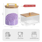 Glass Jars For Laundry Room Organization and Storage, 2 Pack -0.9 Gallon Laundry Detergent Containers for Scent Beads, Powder,Pods With Lids, 5 Labels, 2 Scoops，1 Acrylic Dryer Sheet Holder Included