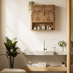 INNOD Bathroom Wall Cabinet, Wall-Mounted Medicine Cabinet with Adjustable Wood Shelf & Doors, Floating Bathroom Cabinet Over Toilet for Laundry Room & Kitchen & Living Room (Retro) - color: Retro