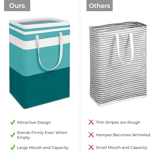 HomeHacks 2-Pack Large Laundry Basket, Waterproof, Freestanding Laundry Hamper, Collapsible Tall Clothes Hamper with Extended Handles for Clothes Toys in the Dorm and Family (Green, 88L) - color: Green, size: 88L