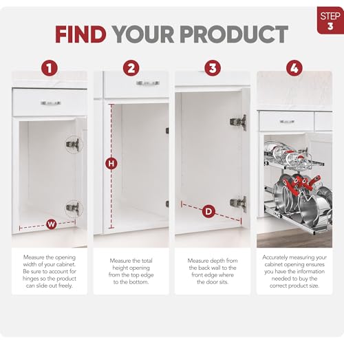 Rev-A-Shelf 2-Tier Kitchen Cabinet Pullout, Cabinet Organizer for Pots, Pans, and Lid Cookware, Adjustable Heavy Duty Wire, Min Opening Width of 11.5", Chrome, 5CW2-1222-CR - size: 12 in.