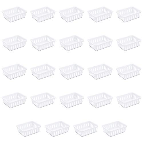 Sterilite 16058024 Mini Storage Tray, White, 24-Pack