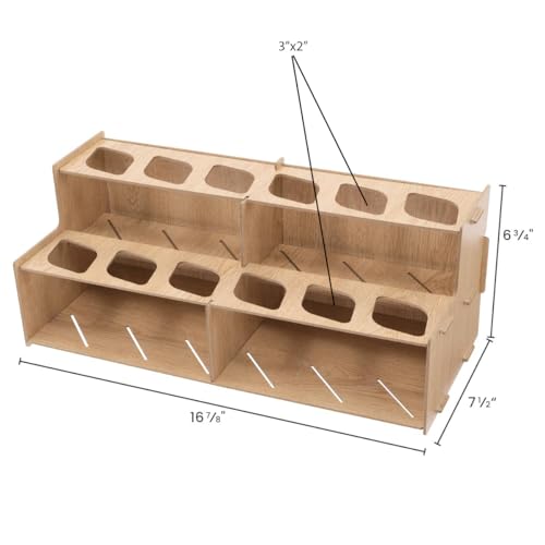 HG Art Concepts Mezzo Artist Paint & Brush Rack - Wood Grain Laminate Multi Layer Desk Stand Professional Storage Display Organizer for paintbrushes and Large Tubes